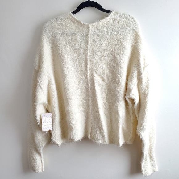 Free People Icing V-neck Ivory Pullover Sweater NWT Size XL - Picture 14 of 16